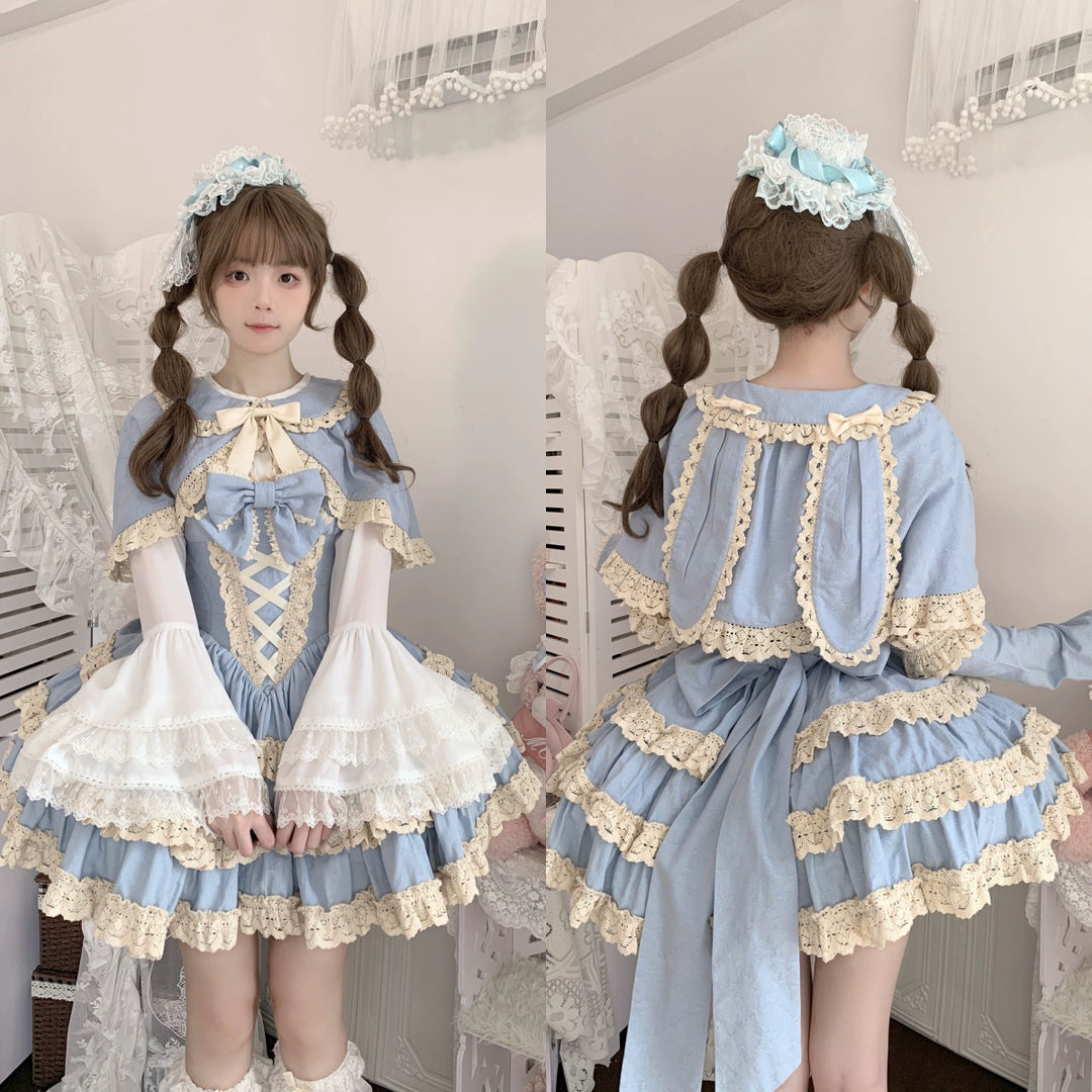 To Alice~Dear dolls~Old School Lolita Three-Tiered Suspender Dress Set   