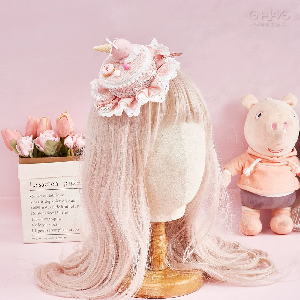 Handmade Sugar Time~Sweet Lolita Cake Hat Hair Accessory Chocolate Clip   