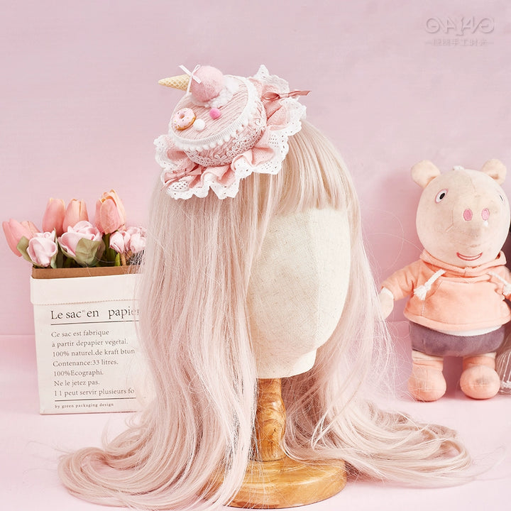 Handmade Sugar Time~Sweet Lolita Cake Hat Hair Accessory Chocolate Clip