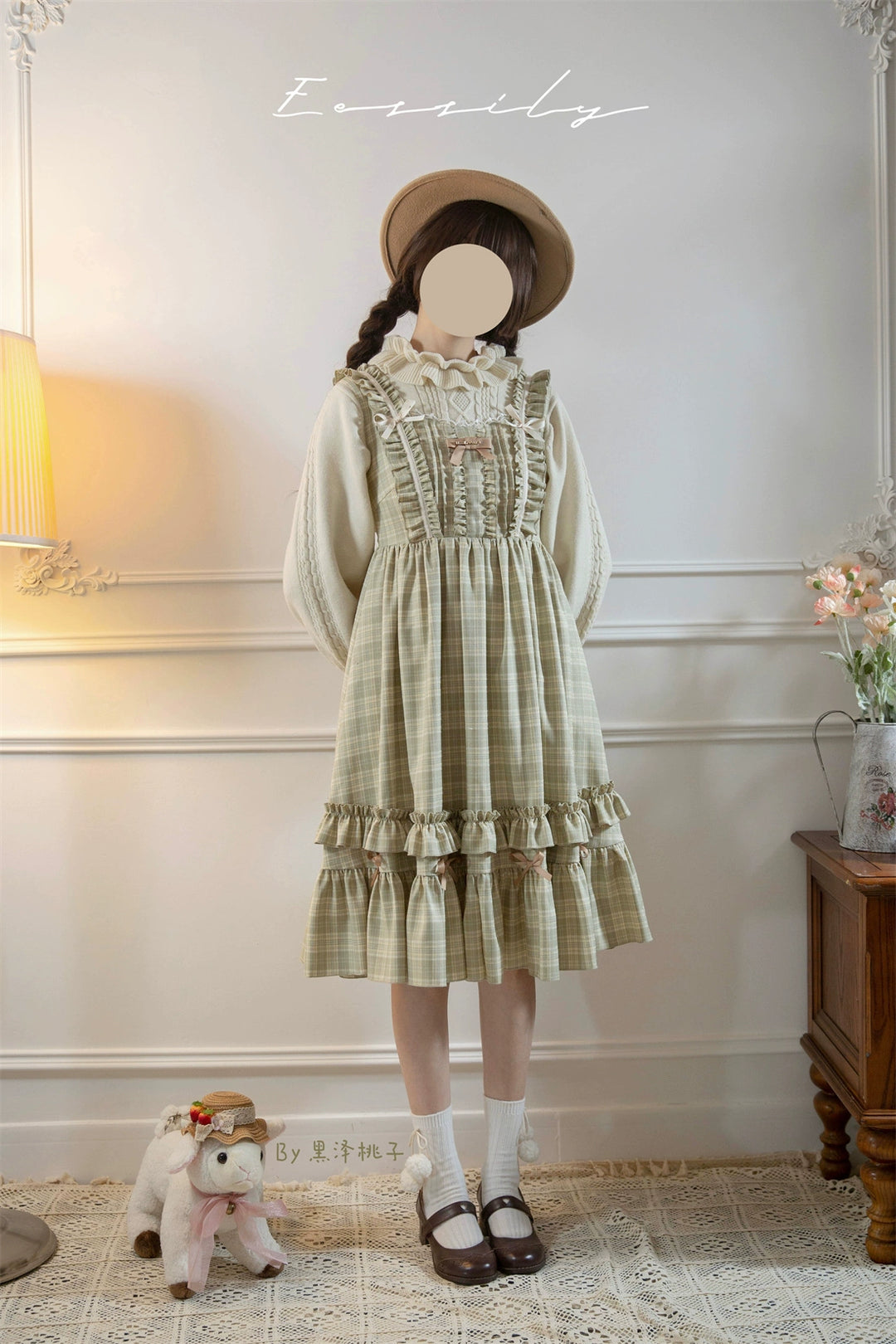 EESSILY~Green Fairy Tales~Classic Lolita Plaid JSK Plus Size Lolita Dress   