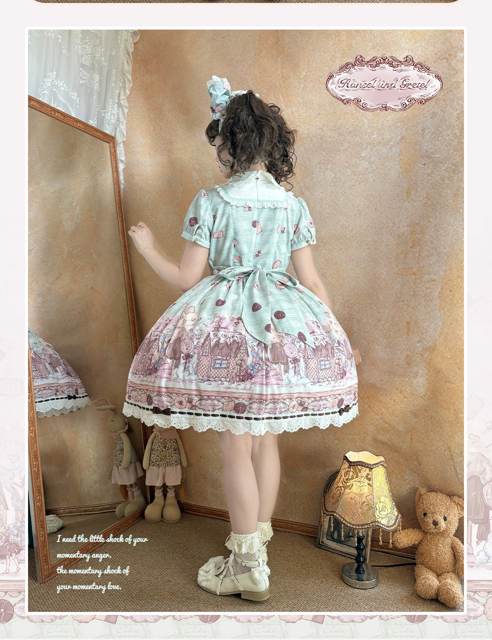 The Story of Frosting Town - Kawaii Lolita Print Dress, Detachable Apron 44387:806514