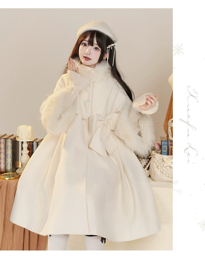 Urtto~Snowflake~Elegant Winter Lolita Thick Coat Fur Collar and Cuffs   