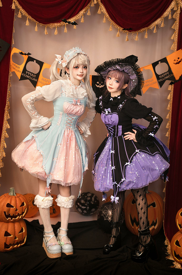 Lemon Honey~Halloween Gothic Lolita Jumper Dress Pumpkin Skirt Dress   