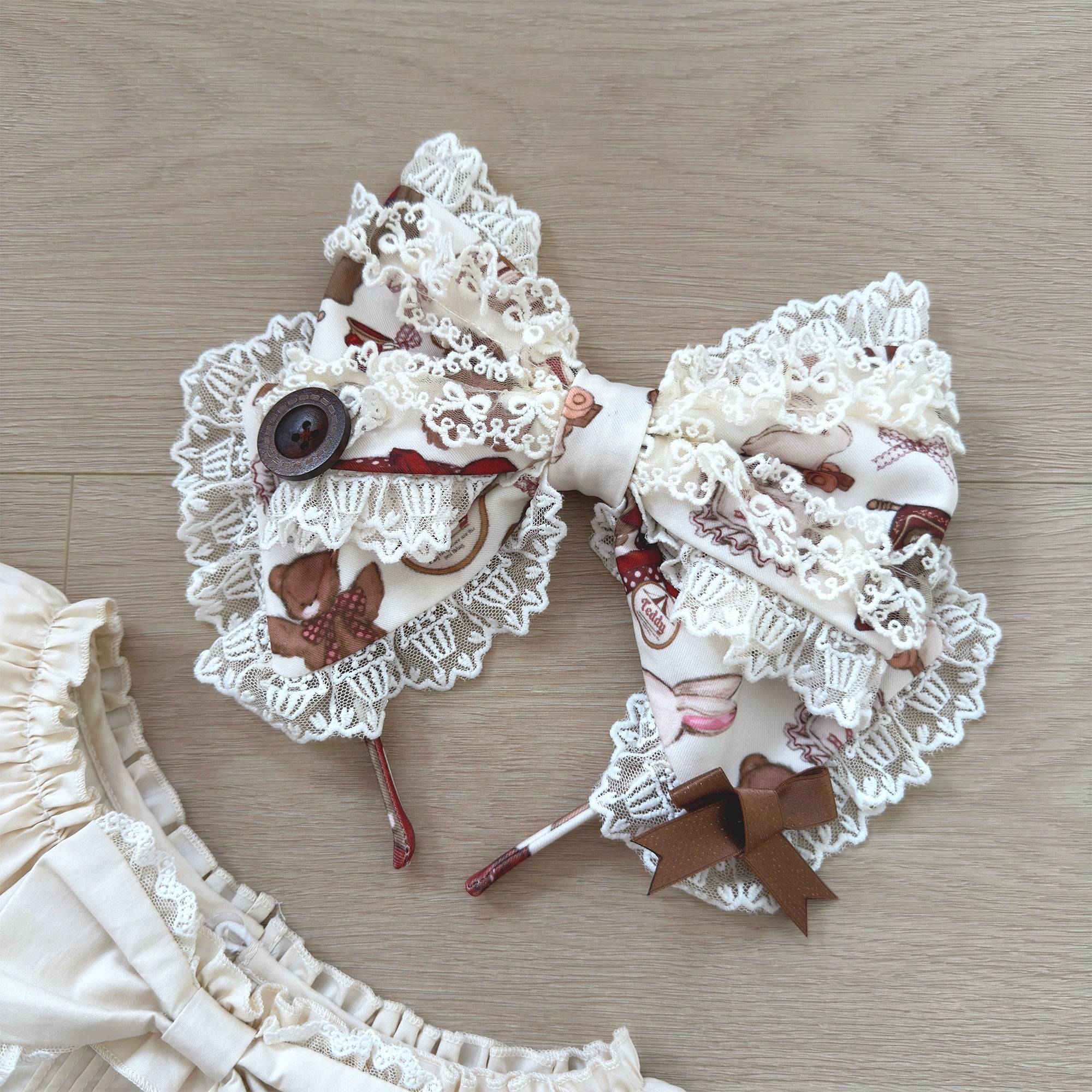 Fairyfaith - Little Bear Daily - Kawaii Lolita Embroidered JSK & OP Dress, Bear Print 44384:806223