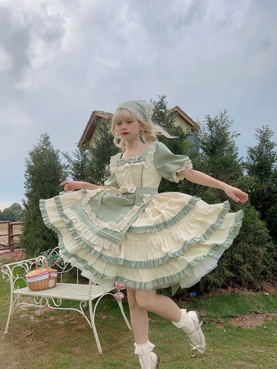 Sugar Girl~Country Lolita OP Dress Short Sleeve Summer Dress   