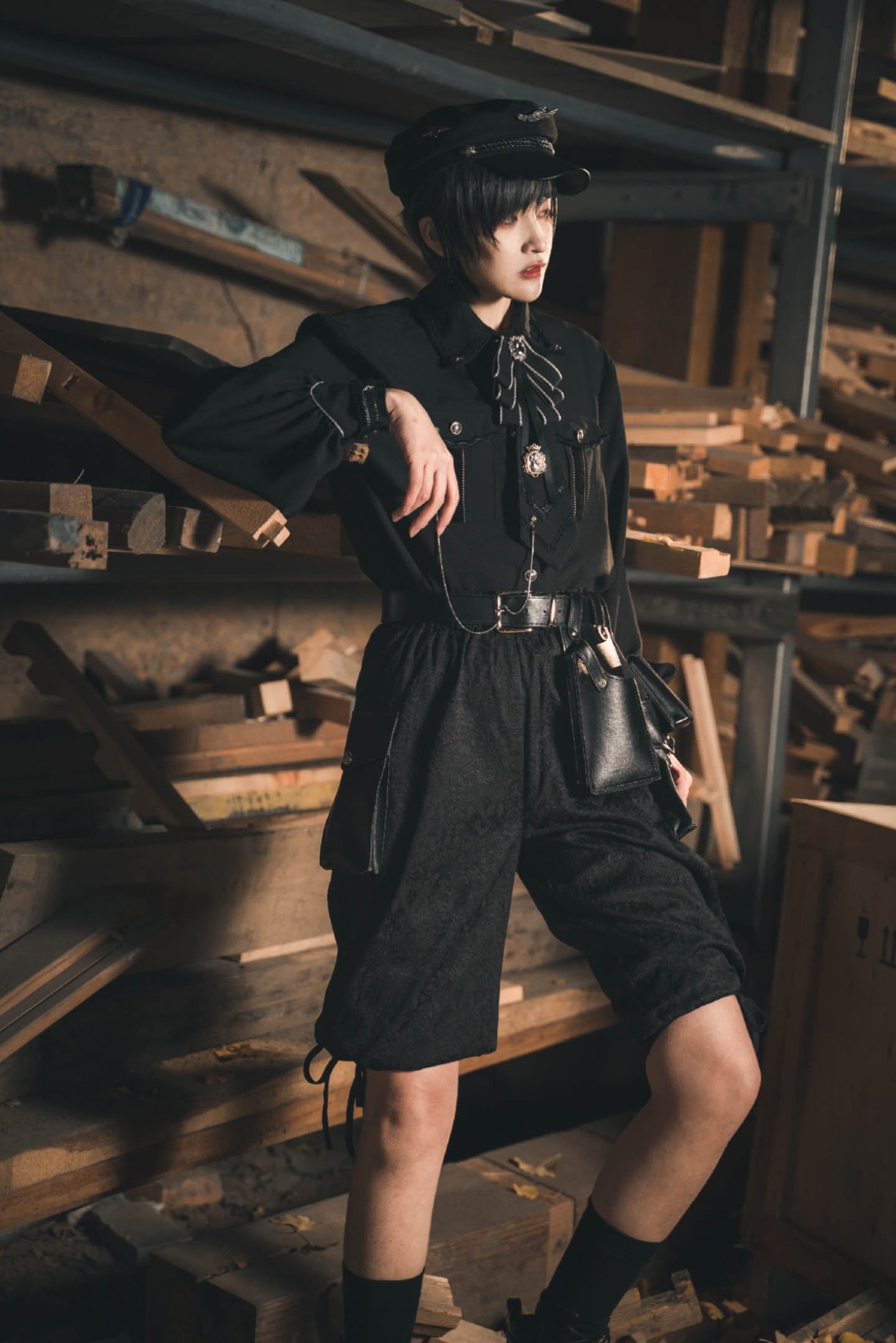 Susin Lolita~Alpha~Ouji Lolita Military Black Shorts   