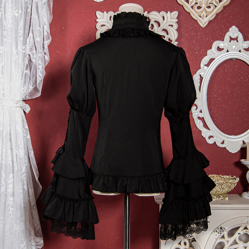 (Buyforme)Ocelot~Gothic Lolita Halloween Bat Black and White Blouse