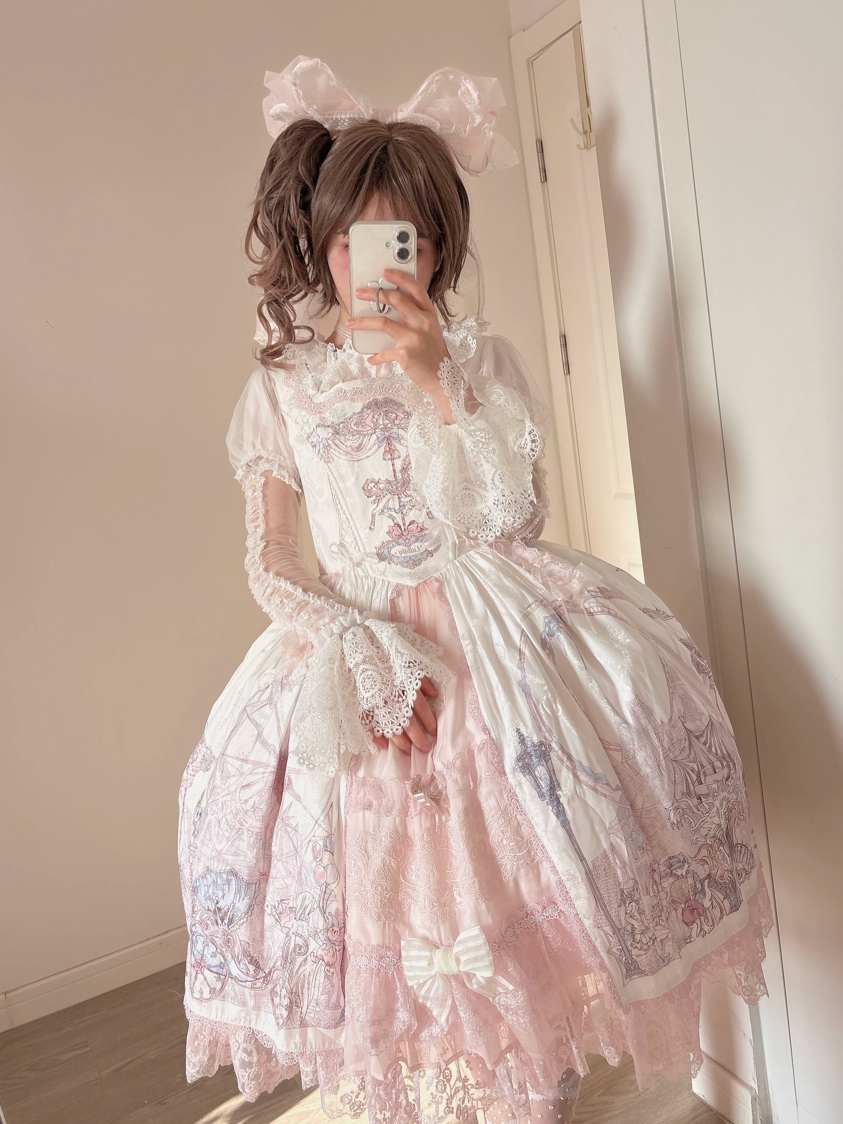 Frosted Starlight - Old School Lolita Blouse, Detachable Sheer Sleeves 44613:814448