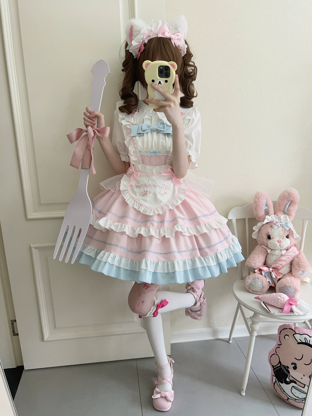 Sugar Girl~Cat Ear Tale~Sweet Lolita Jumper Dress Suspender Dress   