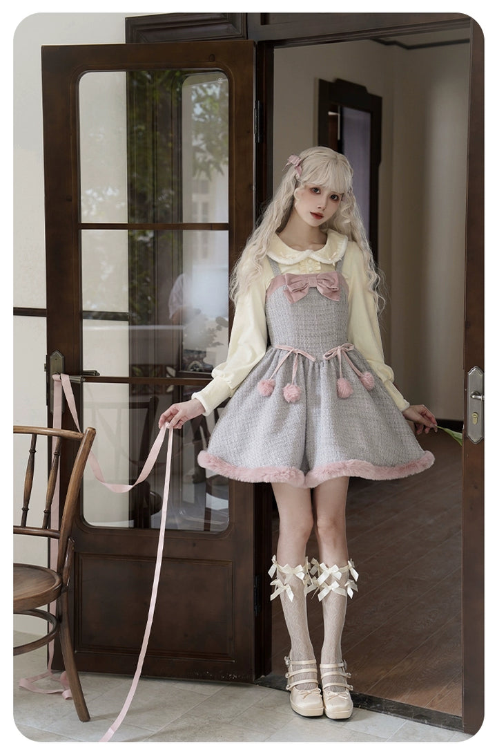 With PUJI~Winter Love Song~Winter Sweet Lolita JSK Suit Plush Cape   