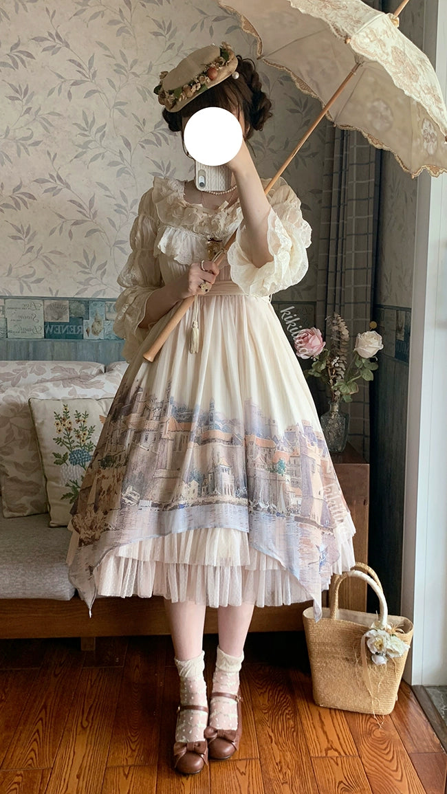 Forest Song~Adrialic~Classic Lolita JSK Dress Irregular Hemline Print Dress   
