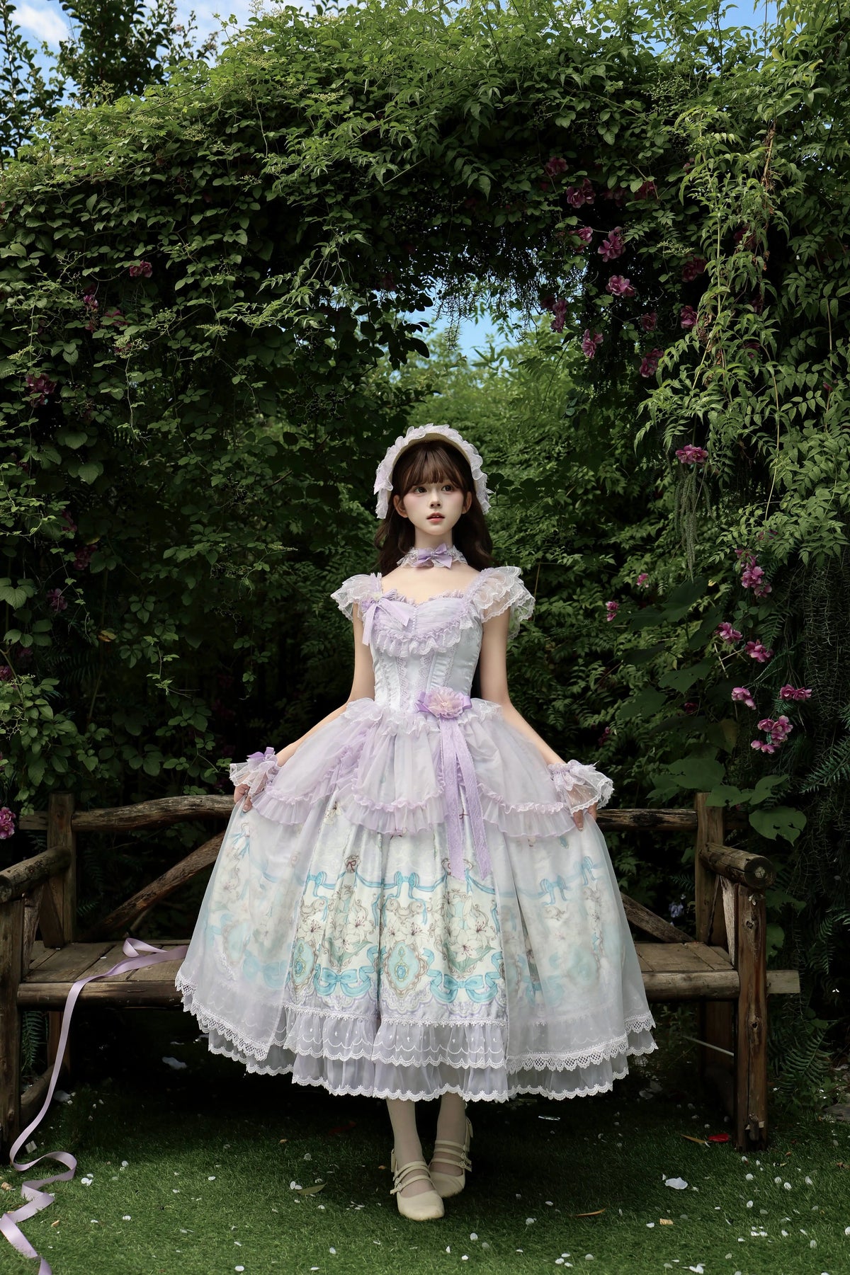 Lily Narrative - Classic Lolita JSK Dress Set, Lily Floral Print 46095:874861