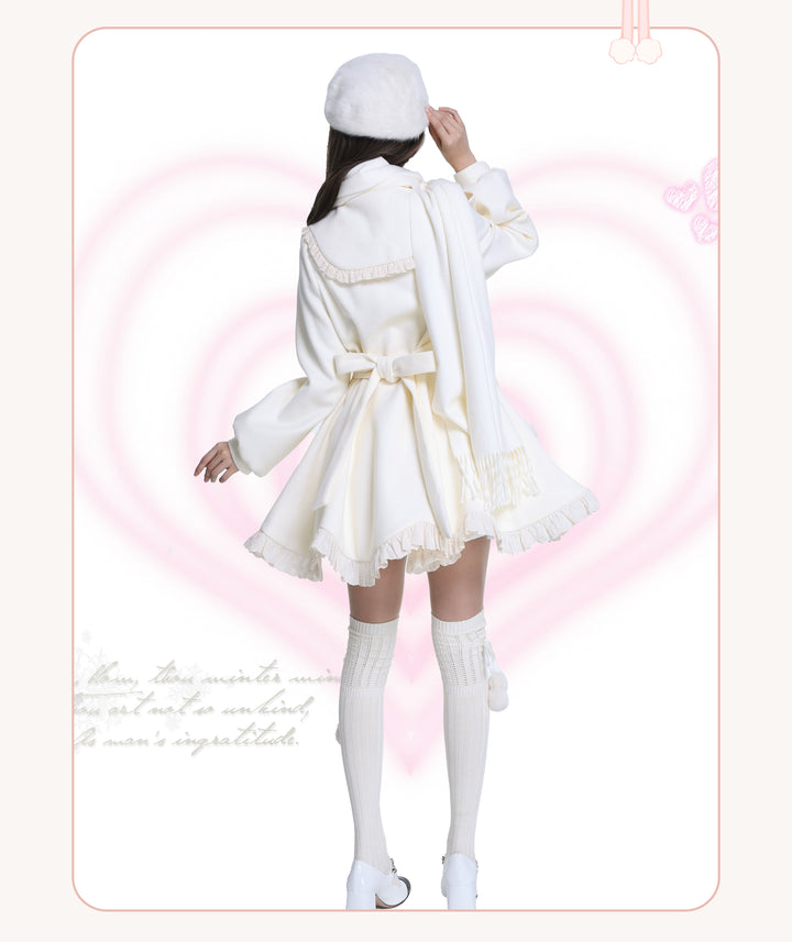 Platycodon House~Winter Love Song~Winter Sweet Lolita Coat Korean Style Overcoat Bow Scarf