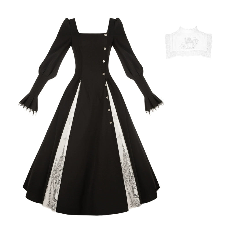 With PUJI - Letter and Poetry · Raven's Night Song - Oriental Aesthetics Gothic Lolita Dress Set 43907:788840
