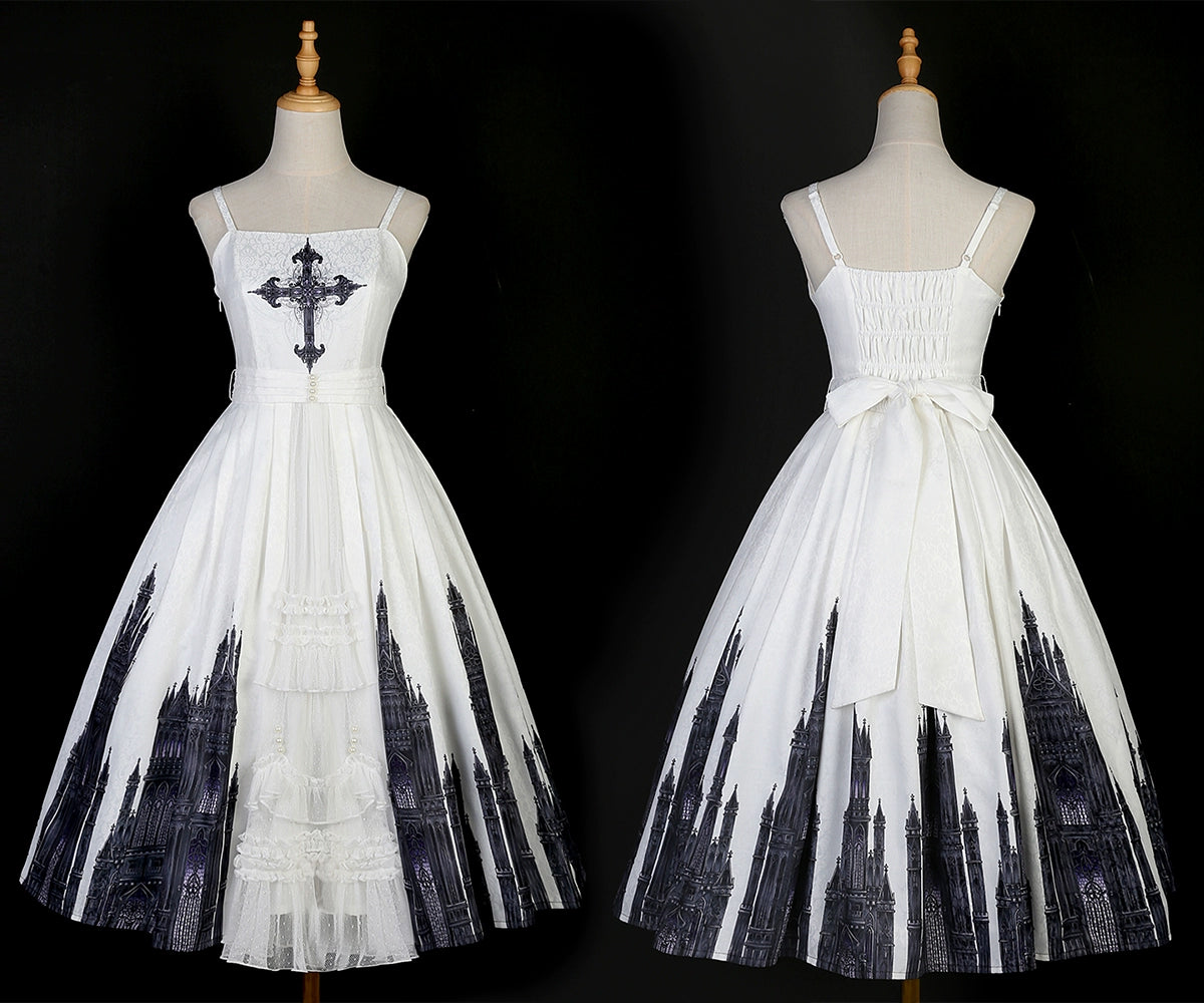Cornfield Lolita~Silent Church~Gothic Lolita JSK Dress Printed Dress Thin Shawl Set 38706:597168