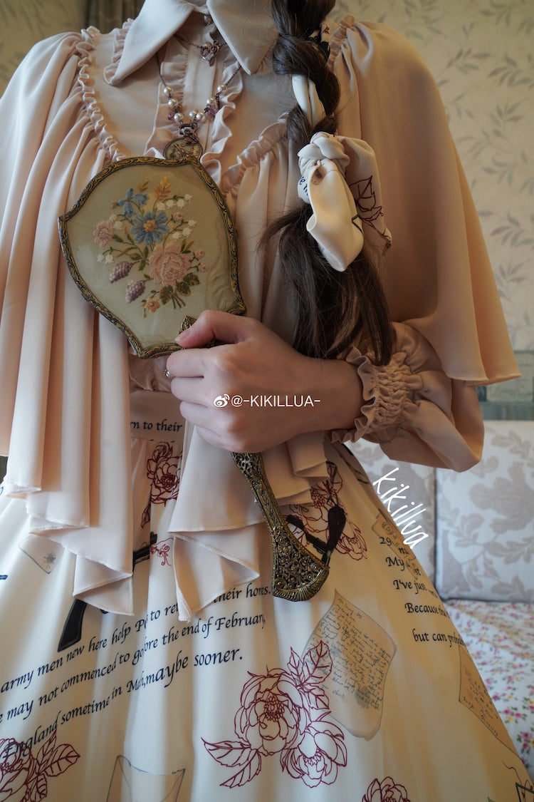 VTGDOLL~World War II love letter~Elegant Lolita Shirt and Lolita Painted SK   
