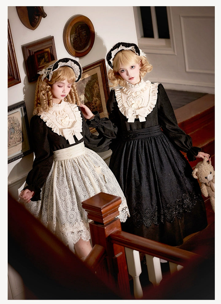 With PUJI~Twilight Choir~Twin Lolita OP Suit Loose Version Dress with Apron