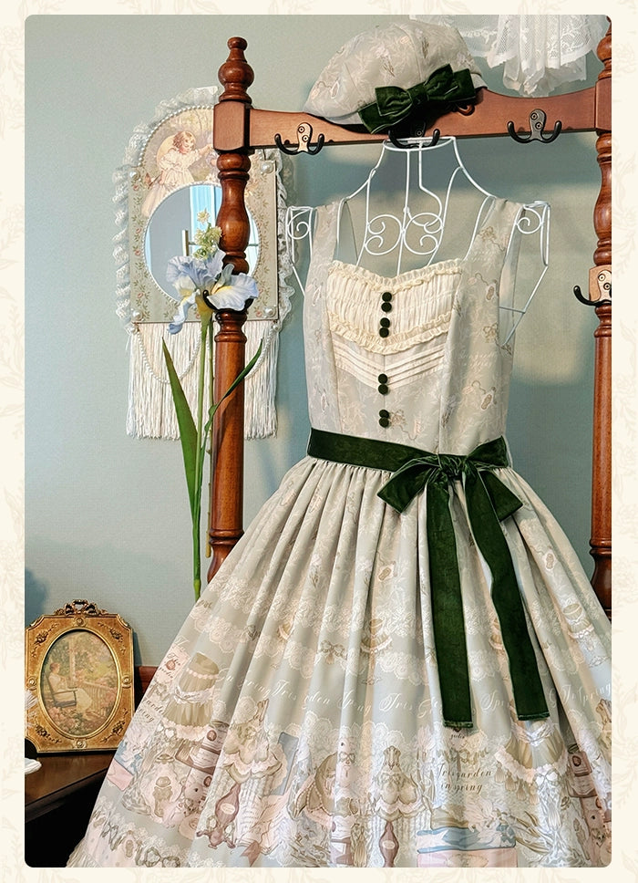 Alice Girl~Iris Study Room~Classic Lolita JSK Elegant Lolita Dress With V-neck   