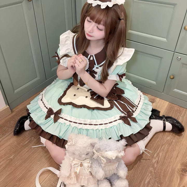 Platycodon House~Mini Cookies Mint Chocolate~Sweet Lolita OP Maid Lolita Dress   