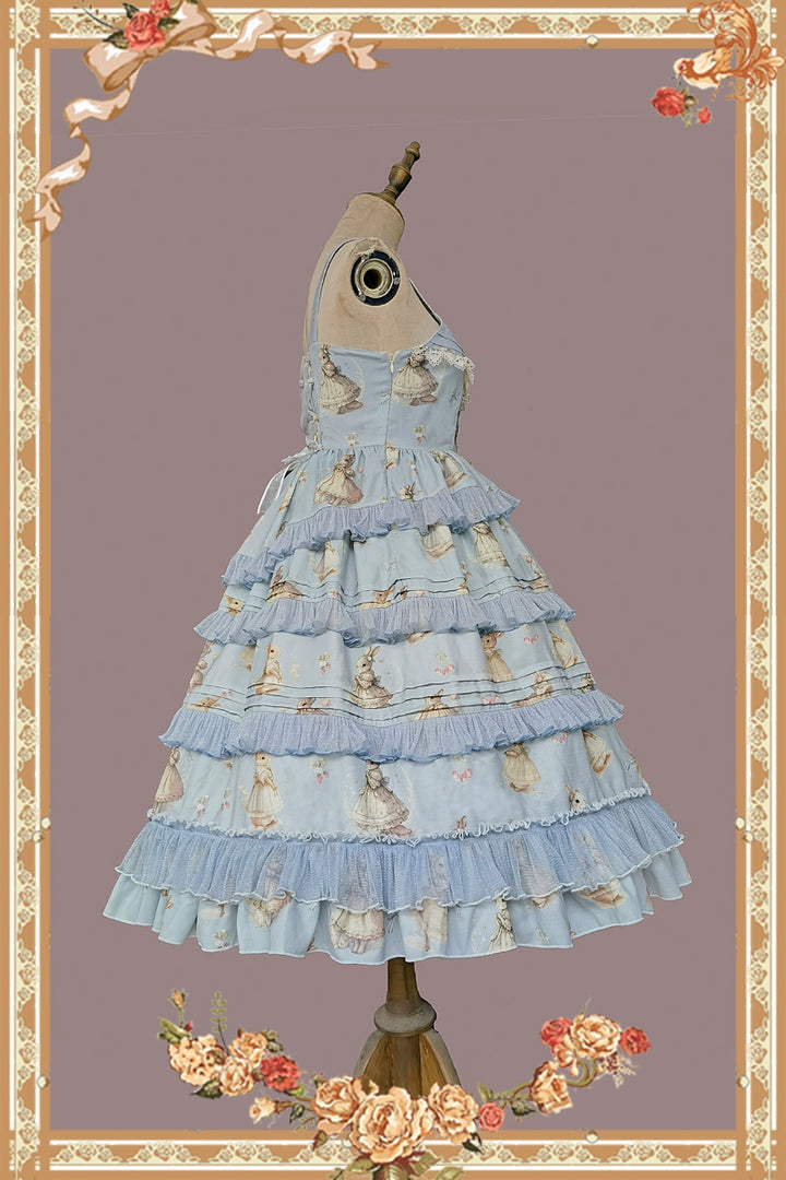 Infanta~Elegant Lolita JSK Dress Tiered Rabbit Prints Middle Split Dress 34242:534402