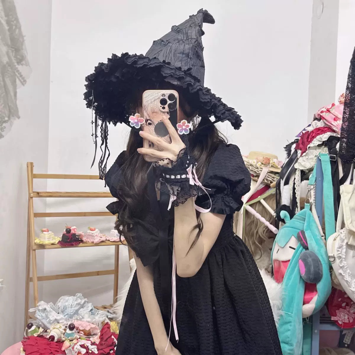 Gothic Lolita Witch Hat with Rose Bow