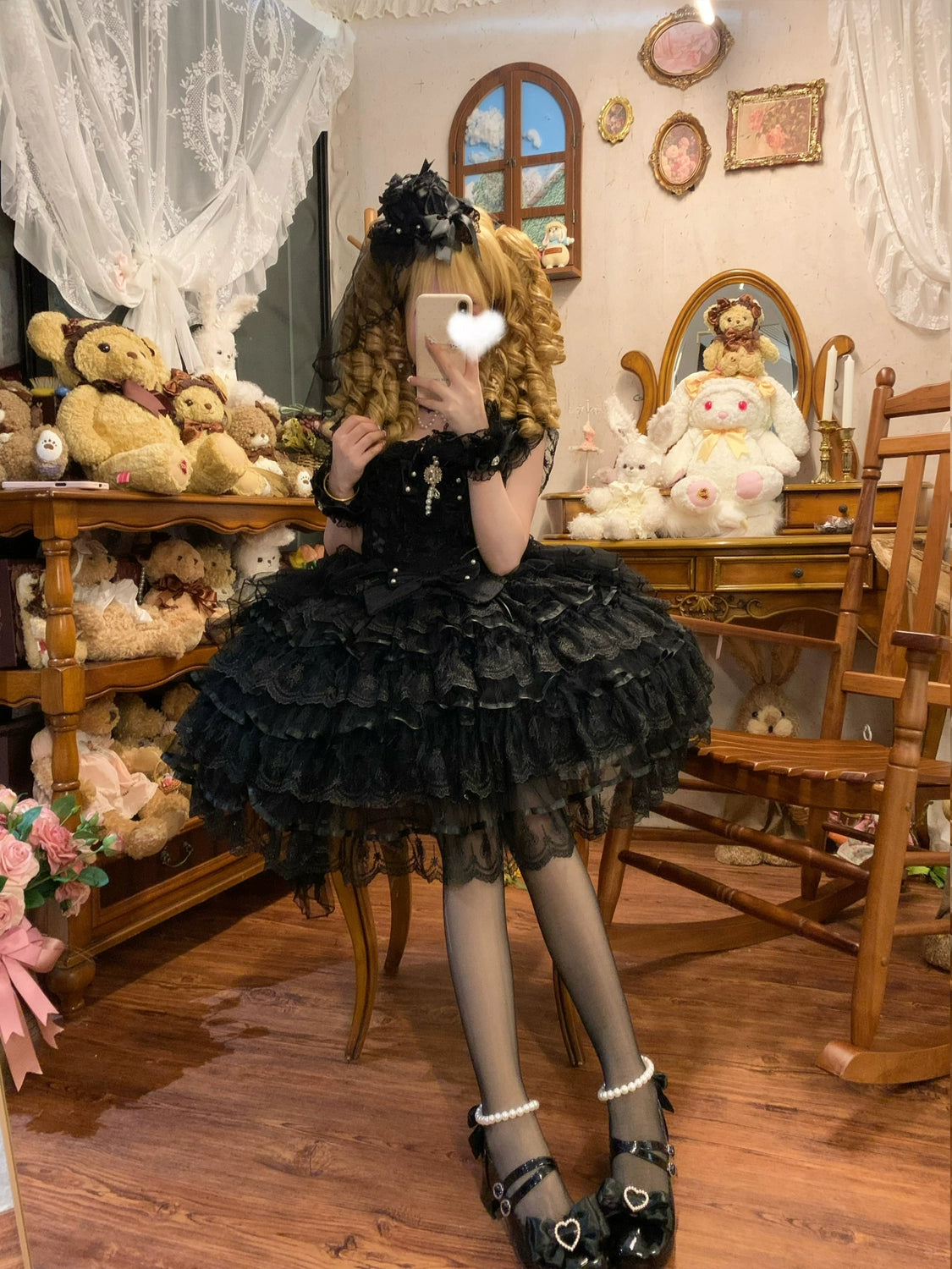 Hanguliang - Feather's Ballad - Wedding Lolita JSK Dress, Tiered Ruffles 43707:784281