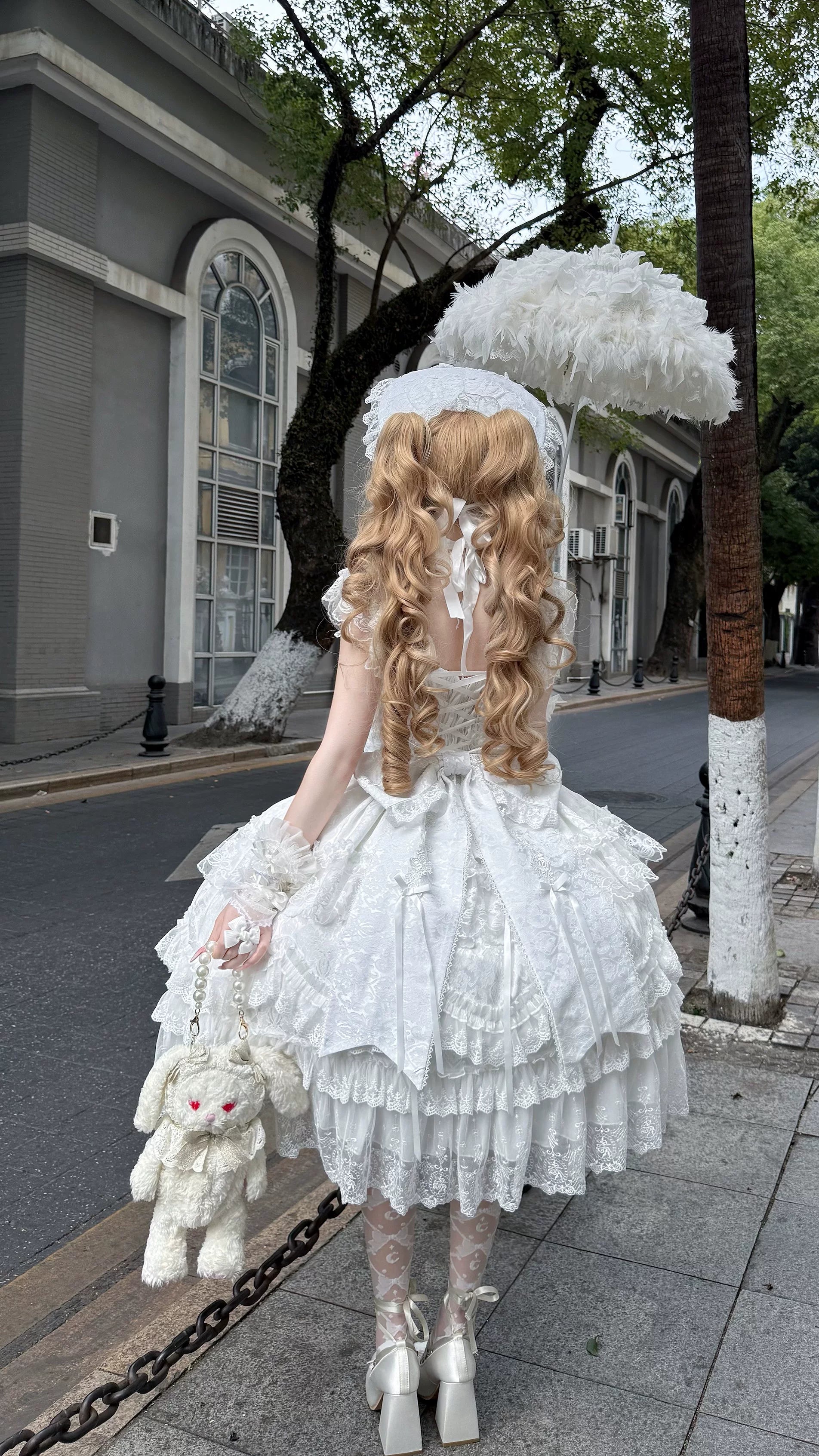Eternal Floral Whisper - Sweet Lolita Tiered JSK Dress with Lace 45601:854610