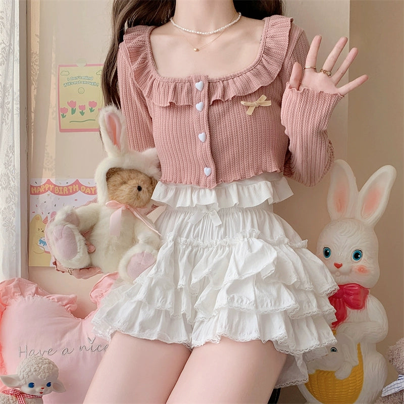 Sugar Girl~Cotton Lolita Bloomer Loose Ruffled Hem Petticoat Multicolors 34248:448570