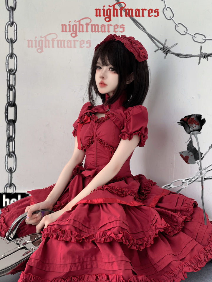 Mengfuzi~LiLith~Gothic Lolita JSK Dress Christmas Short Sleeve Bolero   