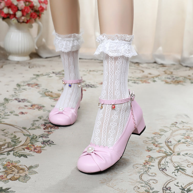 Sosic~Shell Dew~Sweet Lolita Bow Round Toe Shoes 12936:166508