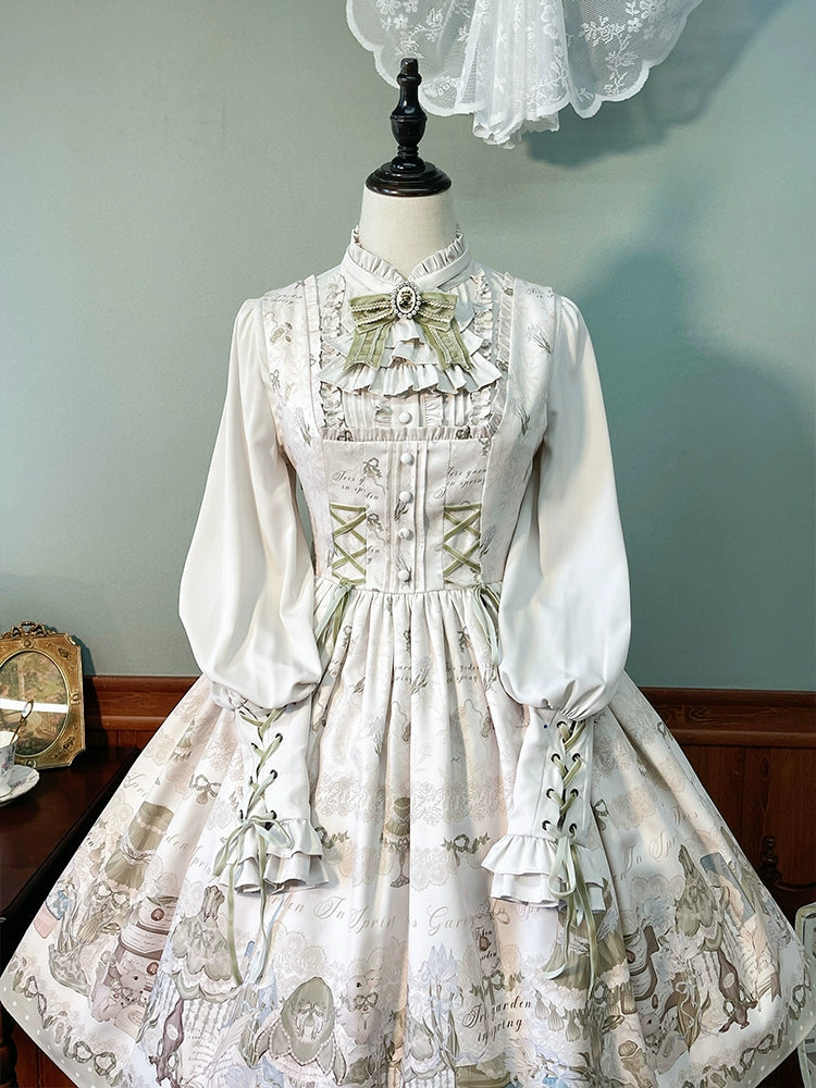 Alice Girl~Iris Study Room~Elegant Lolita JSK Classic Lolita Dress With Square Neck   