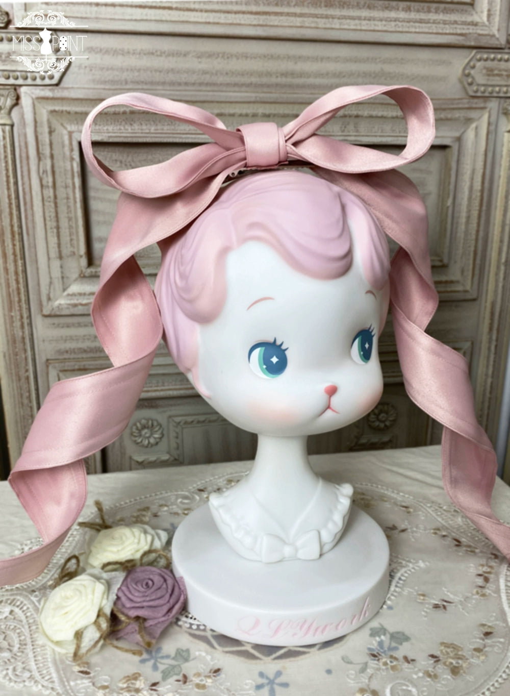 Miss Point - Sweet Lolita Accessories KC Hair Clip Brooch Waistband Cuffs Twisted Bow Hair Clip- Pink