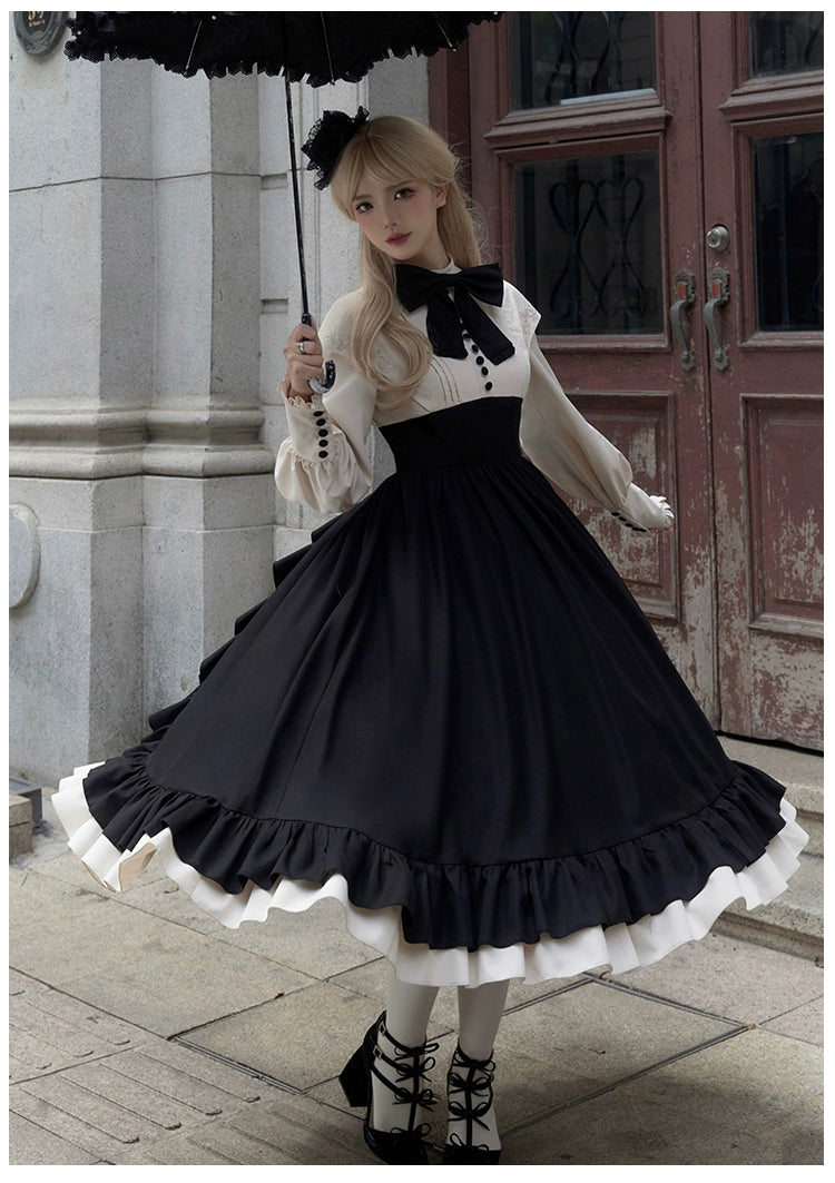 With PUJI~Christine~Elegant Lolita OP Dress Rose Embroidery Dress 34174:525470