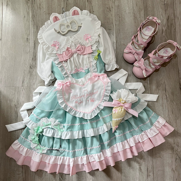 Sugar Girl~Cat Ear Tale~Sweet Lolita Jumper Dress Suspender Dress S White Short Shirt 