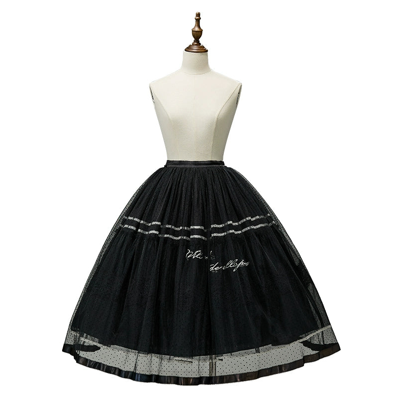 Nuit De Cellophane~Wild Swan~Elegant Lolita Dress Suit with Swan Embroidery Black-SK only XS