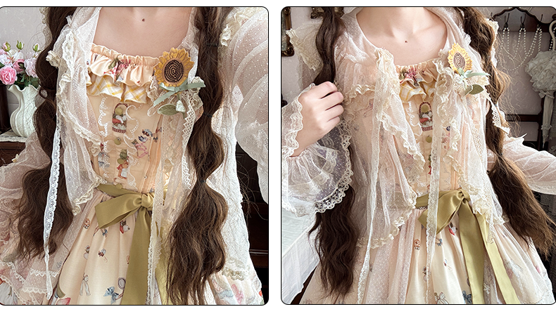 Bunny Harvest Season - Country Lolita Peter Pan Collar OP, Bunny Print JSK 44533:811857