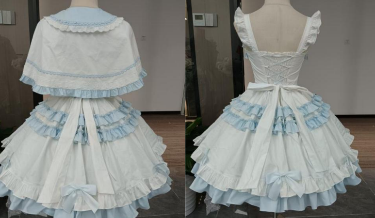Showcase Doll - Doll-Like Sweet Lolita JSK Dress, Flounce Hem Cape 44446:808592