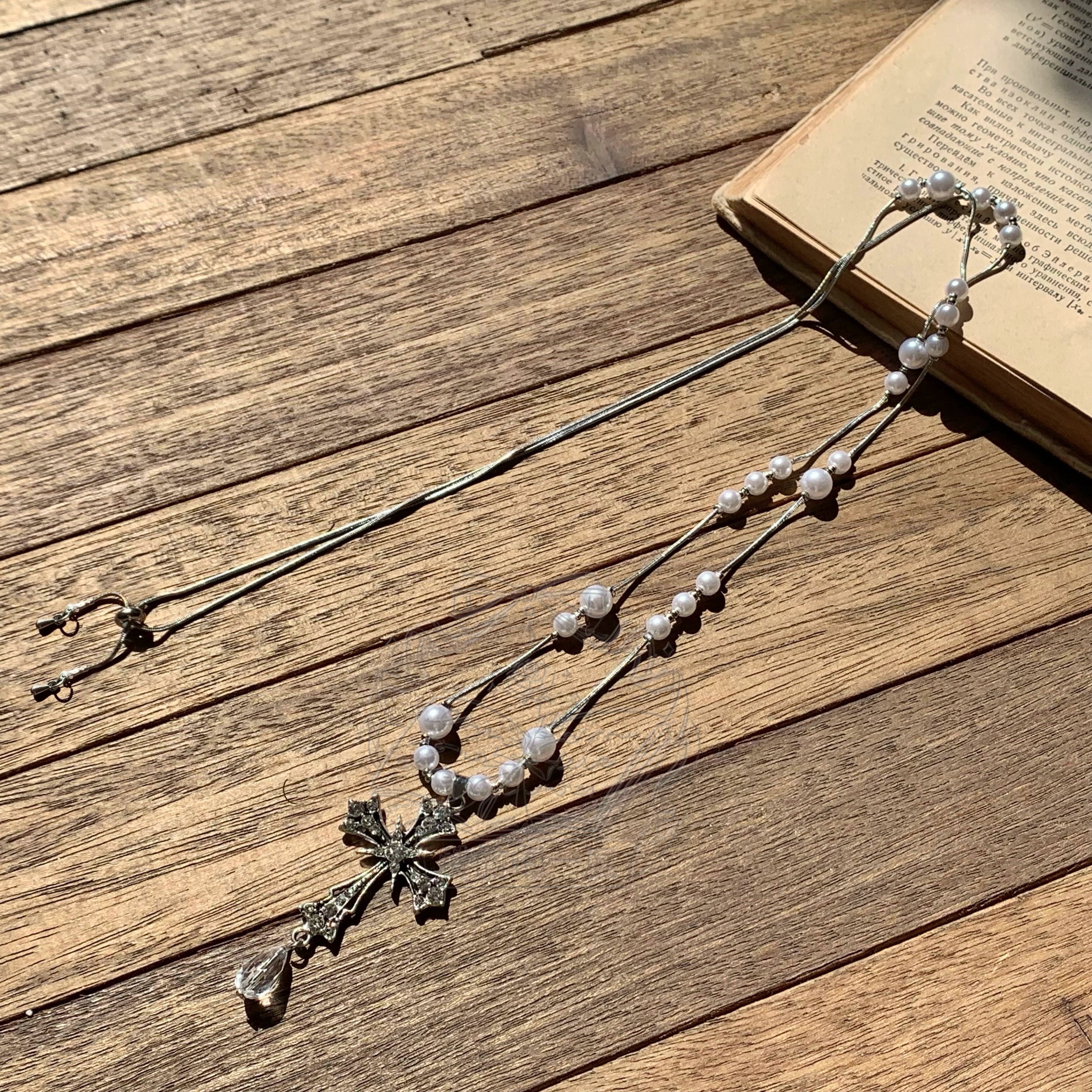 Cross Craft - Ten-Panel Cut Gothic Lolita OP, Embroidered Crosses (Necklace / L M S XL XS) 44402:806574