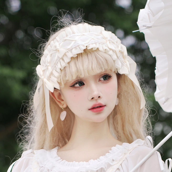Sweet Japanese Style Lolita Headwear Multicolors free size Starry Love Song-Apricot 