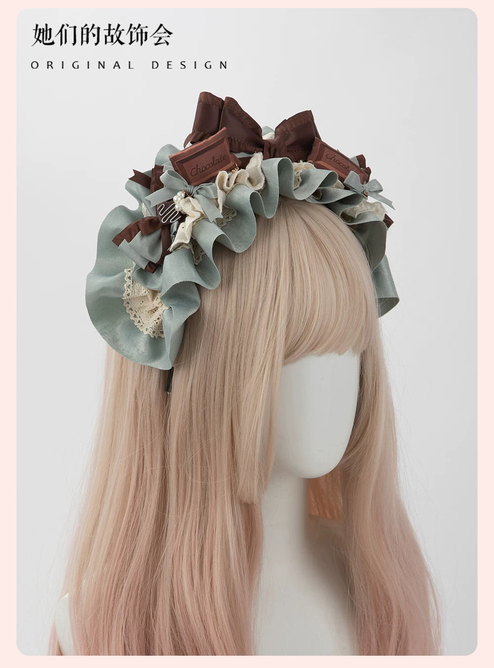 Mint Chocolate Puff - Lolita Cake Inspired Mini Top Hat, Large Bow KC