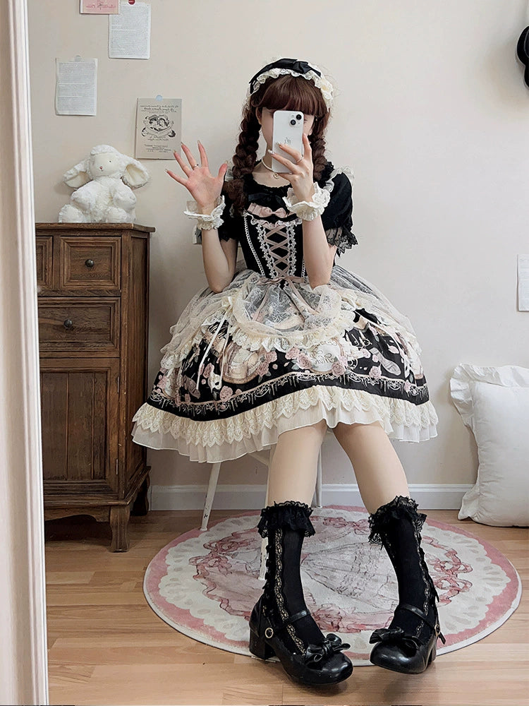 Sweet Date~Wedding Lolita Dress Bridal Elegant Retro JSK Daily Lolita Shirt   