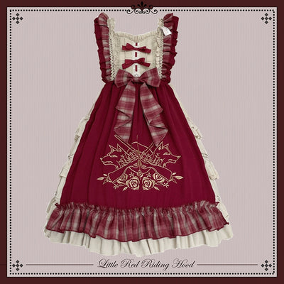 Your princess~Sweet Lolita Red OP Dress Set for Christmas S JSK 