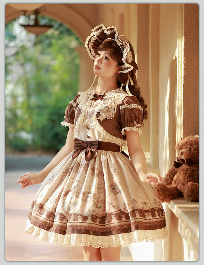 Alice Girl~Sea Salt Fairytale~Sweet Doll-like Lolita OP Animal Printed Lolita Dress 40674:672840