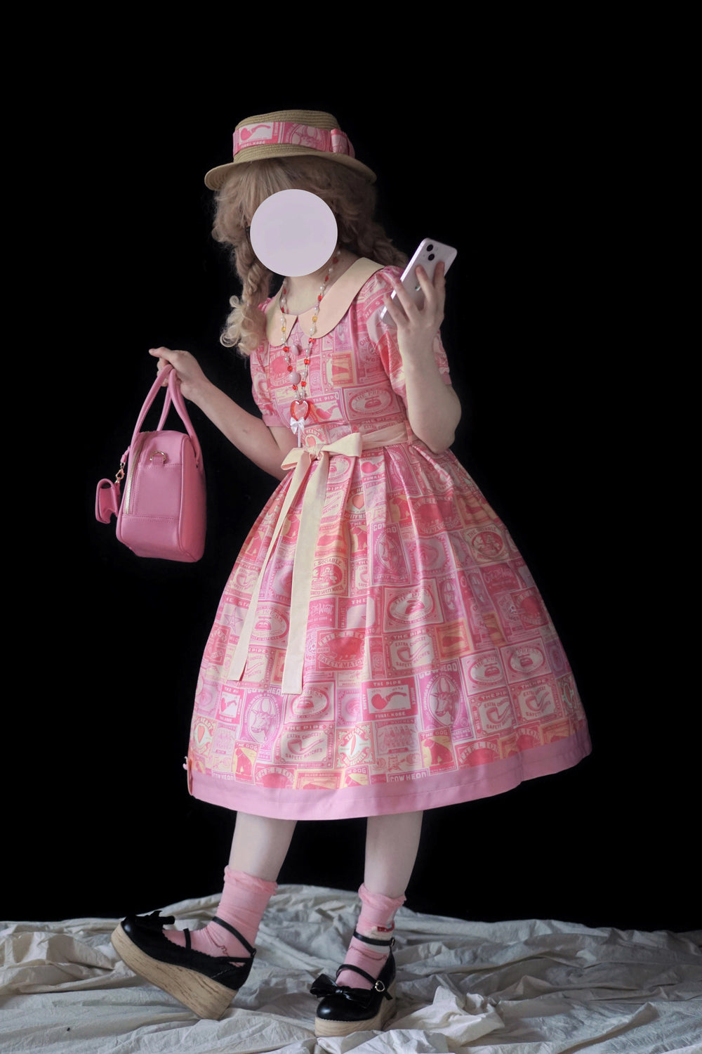 Miss Cube - Antique Label - Retro Lolita OP Dress Short Sleeve Dress 35660:498652