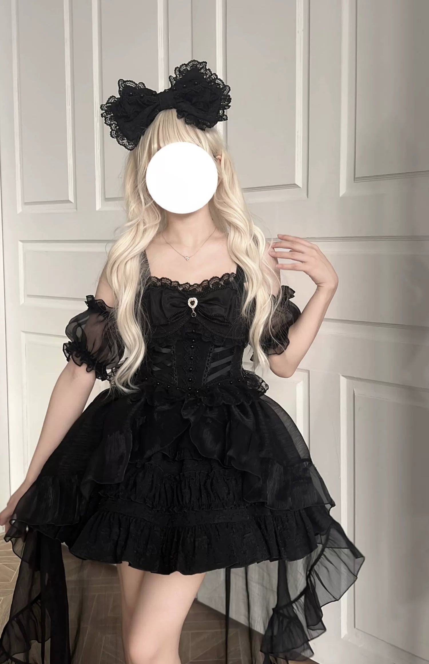 Sugar Girl - Rose Tale - Sweet Lolita JSK Summer Lolita Suspender Dress S Black JSK