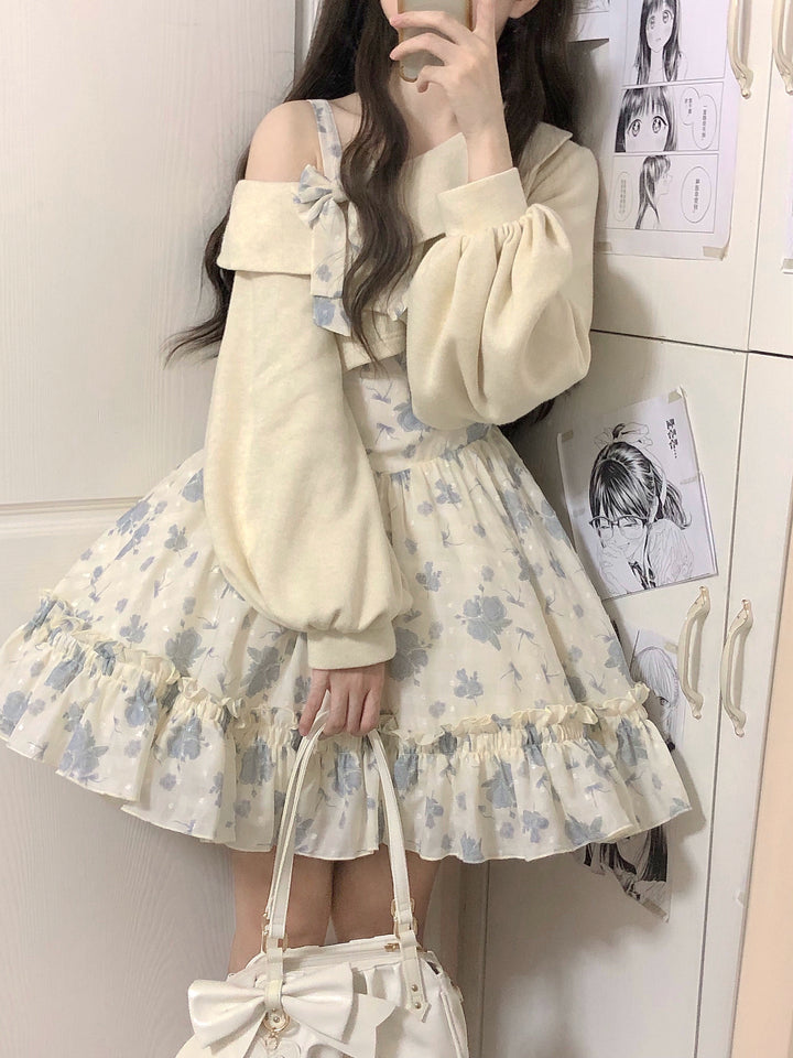 KuMa Lolita～Twilight Rose~Sweet Lolita Dress Sweater and JSK   