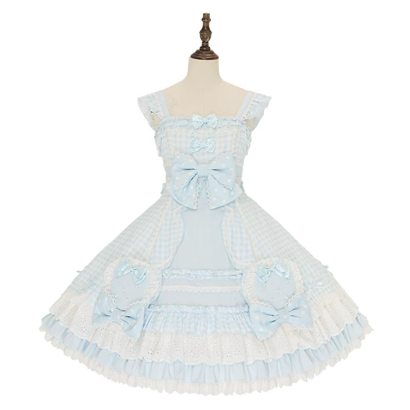 Strawberry Momo Party - Sweet Lolita OP and JSK, Strawberry Print and Cake Embroidery (L M S XL XS) 45548:853168