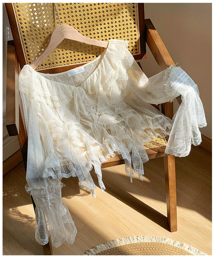 With PUJI~Letters and Poetry~Summer Classic Lolita Tulle Lace Bolero with Multi-Color