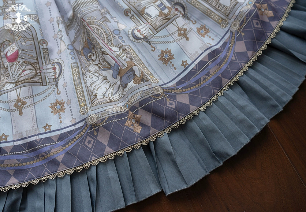 (BFM)Miss Point~Demon Hunting Notes~Gothic Lolita Cross Print Short Skirt XS gray skirt 