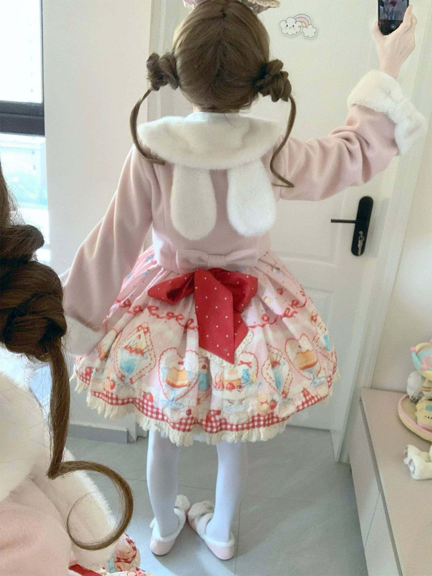 Rabbit Heart Knot - Sweet Lolita Winter Short Coat, Detachable Bunny-Ear Collar 45891:866871